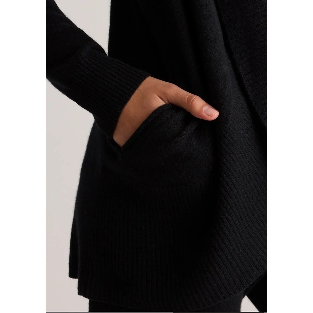 Quince S NWOT Mongolian Cashmere Open Cardigan Sweater Black Quiet Lux Minimal - Picture 2 of 12